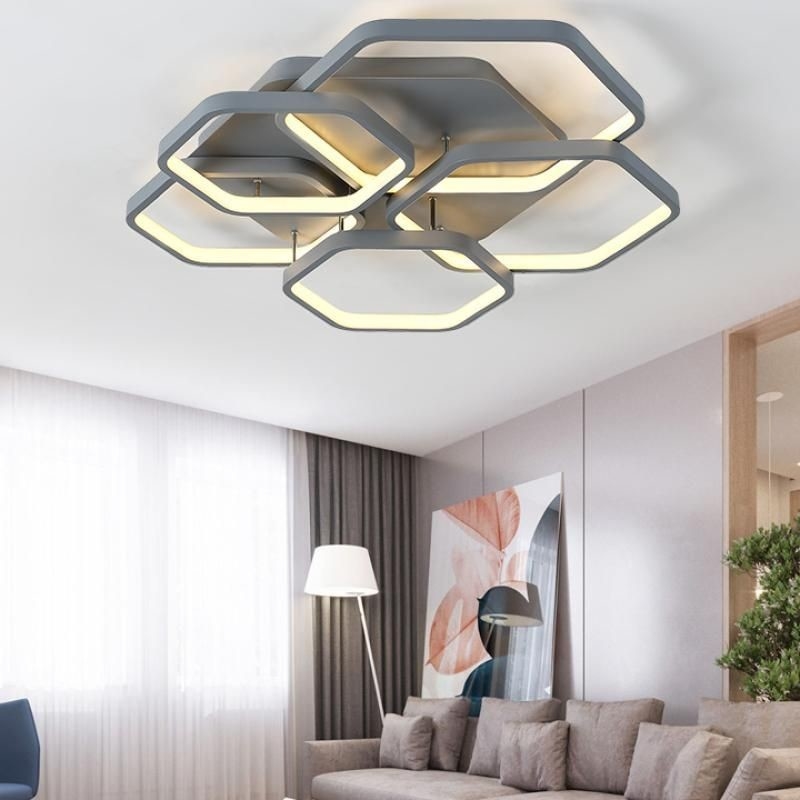 Modern Polygon Ceiling Lights For Bedroom Living Room Color Grey Or White Ceiling Light(WH-MA-278)