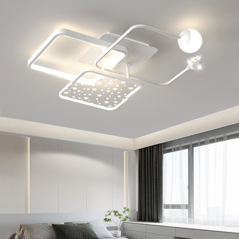 Modern Minimalist White Square Ceiling Light Atmosphere Household Bedroom Star Ceiling Lights(WH-MA-289)