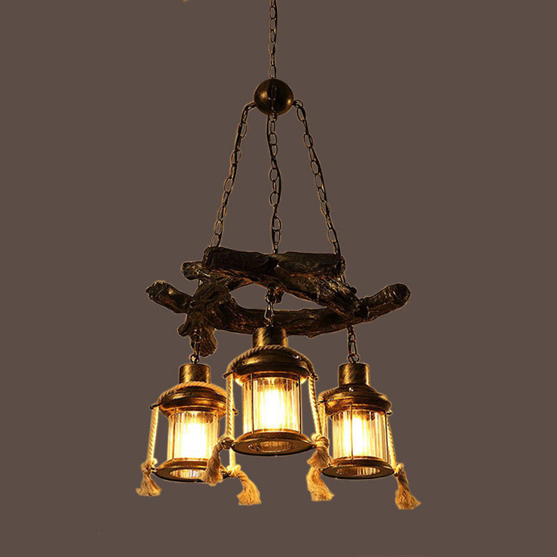 American Chandelier Loft Retro Industrial Cafe Bar Restaurant Bar Lighting Clothing Store Wooden chandelier(WH-VP-230)