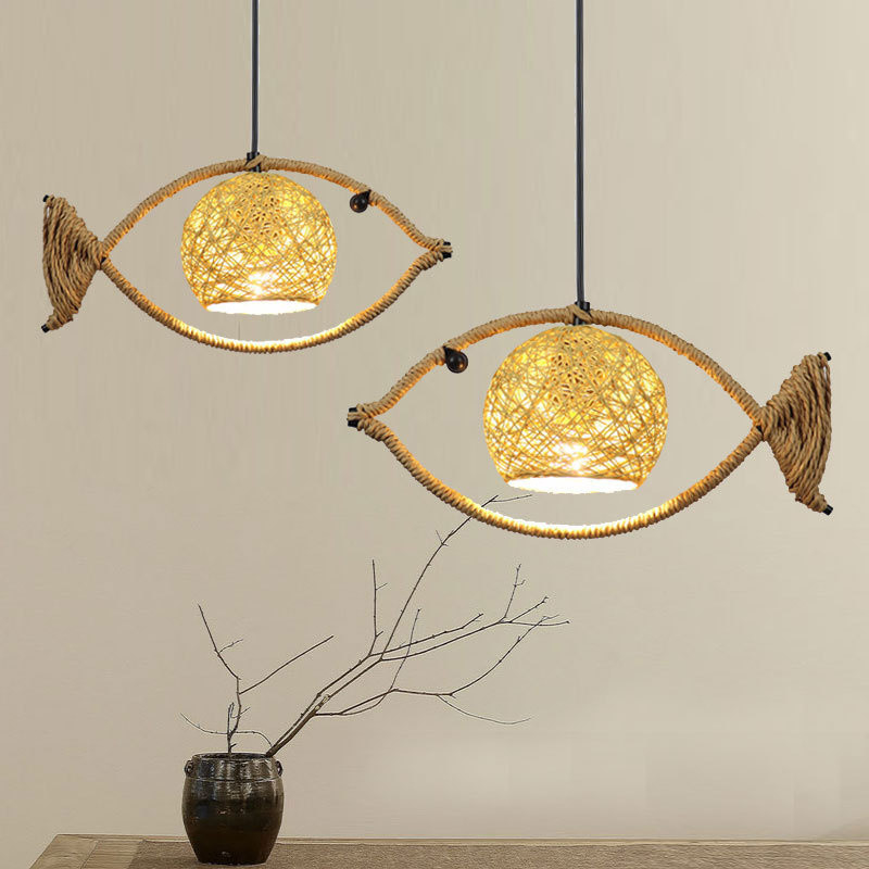 Fish Shaped Rattan Woven Hotel BarLamp Creative Chinese Style Retro lamp(WH-WP-89)