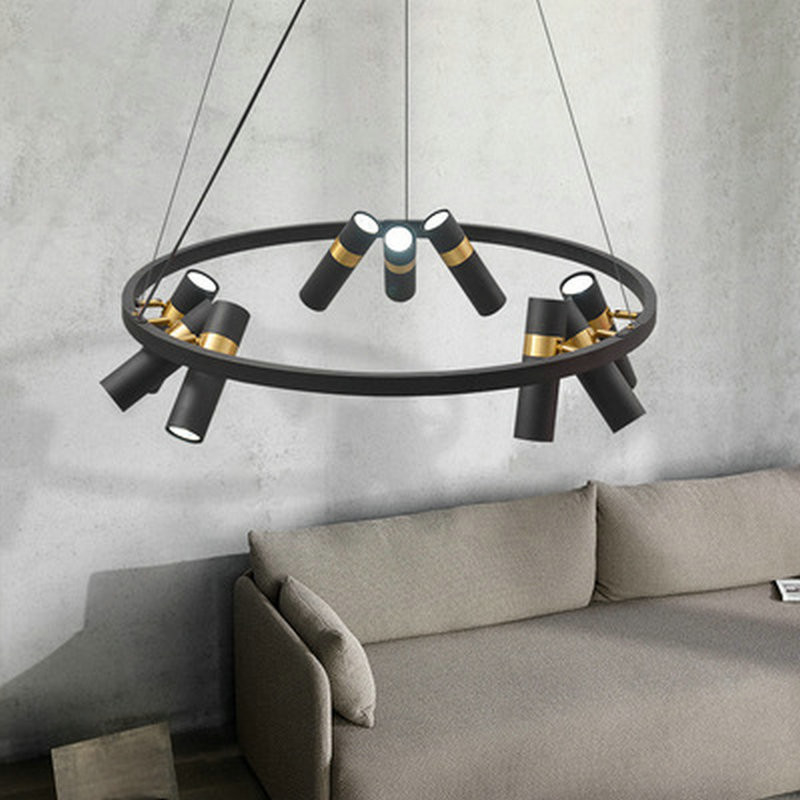 Retro Loft Circle Light Fixture Vintage Iron Spot Chandelier(WH-MI-463)