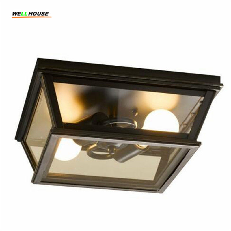 Vintage Loft Leaning Tower Square Glass Box Lampshade Ceiling Light