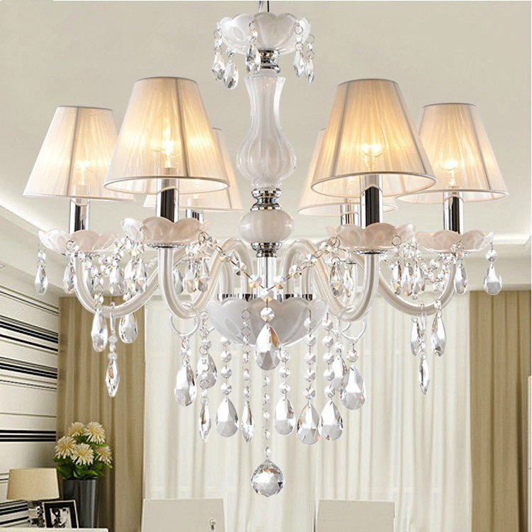 6 lights White Crystal chandelier Dining room Kitchen Bathroom Lamp Fixtures (WH-CY-37)