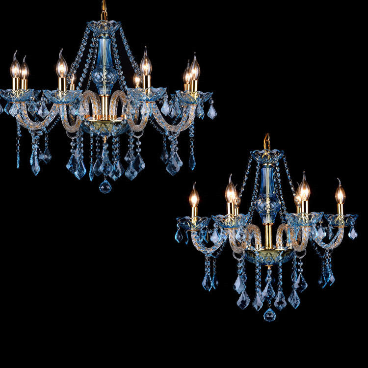 Blue Color Crystal Chandelier With Gold Metal (WH-CY-63)