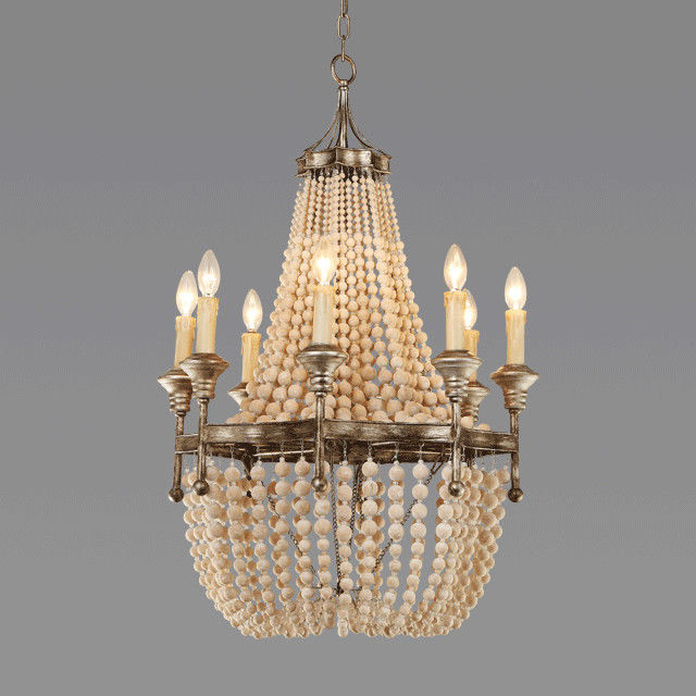 American white wood bead chandelier For dining room Kitchen Lighting (WH-CI-07)