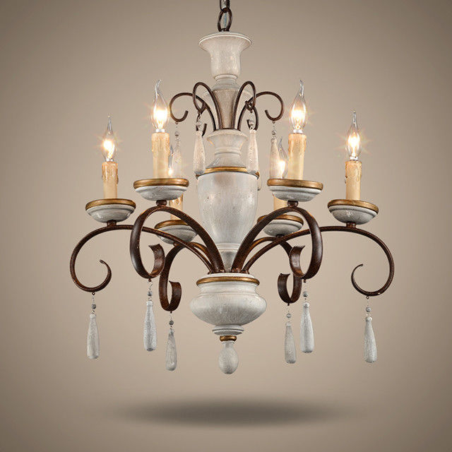 Antique Rustic wood and iron chandelier (WH-CI-29)