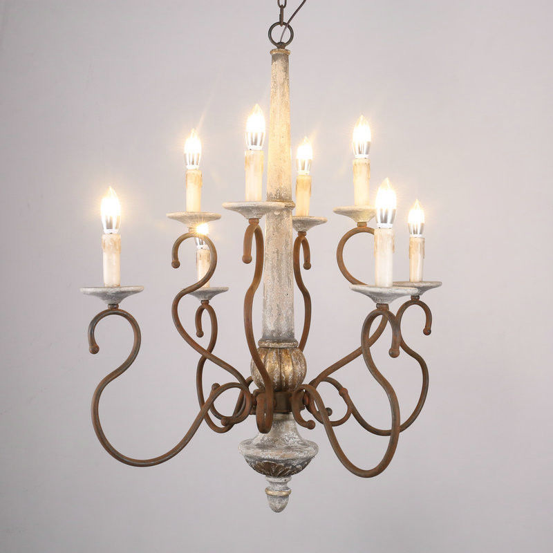 Wood plank chandelier with Iron Arm Material for home Lighting (WH-CI-70)