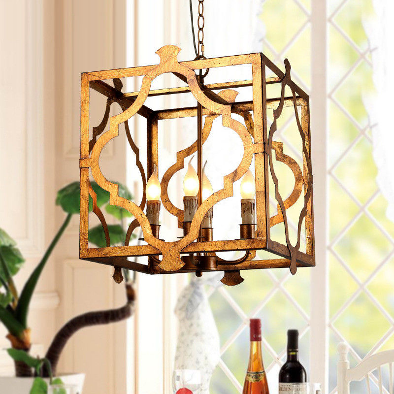Rectangular Iron chandelier for indoor home lighting (WH-CI-74)