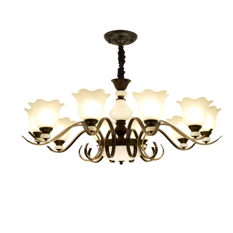 Black wrought iron chandeliers sale with Glass Lampshade (WH-CI-101)
