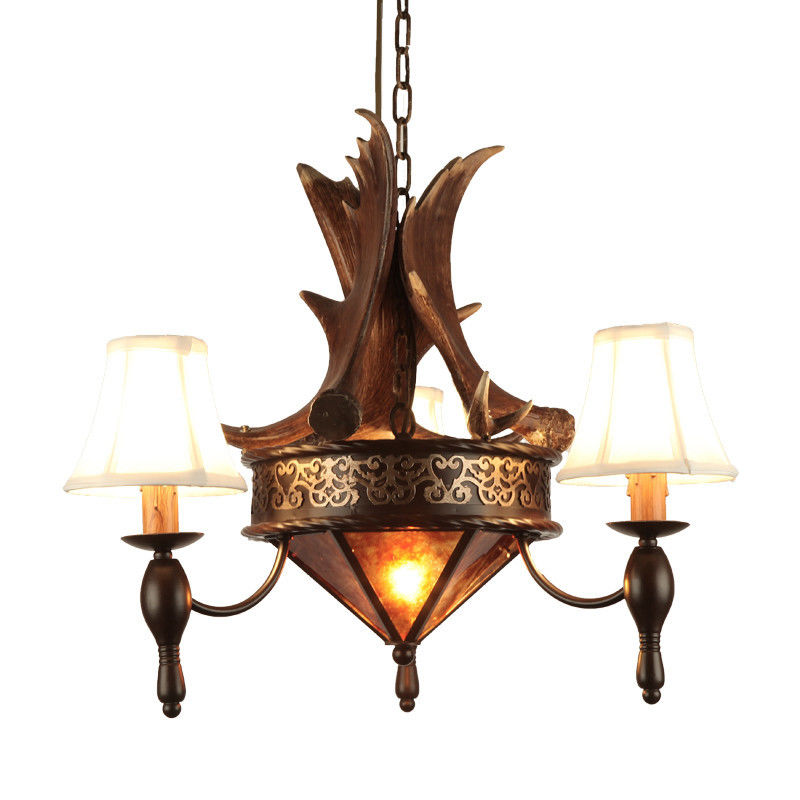 Moose antler chandelier Lighting Fixtures With lampshade (WH-AC-29)