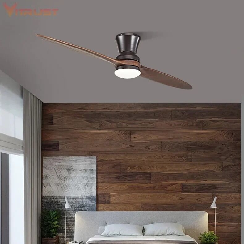 Dimmable ceiling fan with LED Light 60 inch Indoor wood Two-Blade Ceiling Fan light(WH-VLL-40)