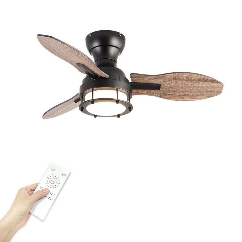 Farmhouse Bar Restaurant 36" Industrial Small wood Ceiling Fan with Light (WH-VLL-44)
