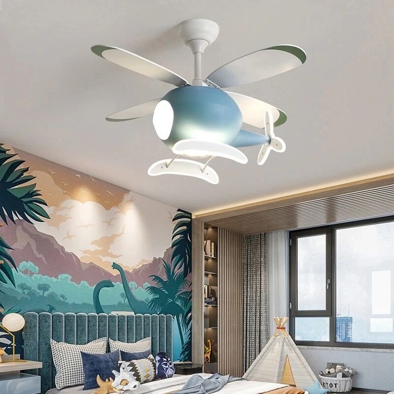 Kids Bedroom Home Flying Plane Ceiling fan With Led Light Remote Control Airplane Ceiling Fan Lamp(WH-CLL-56)