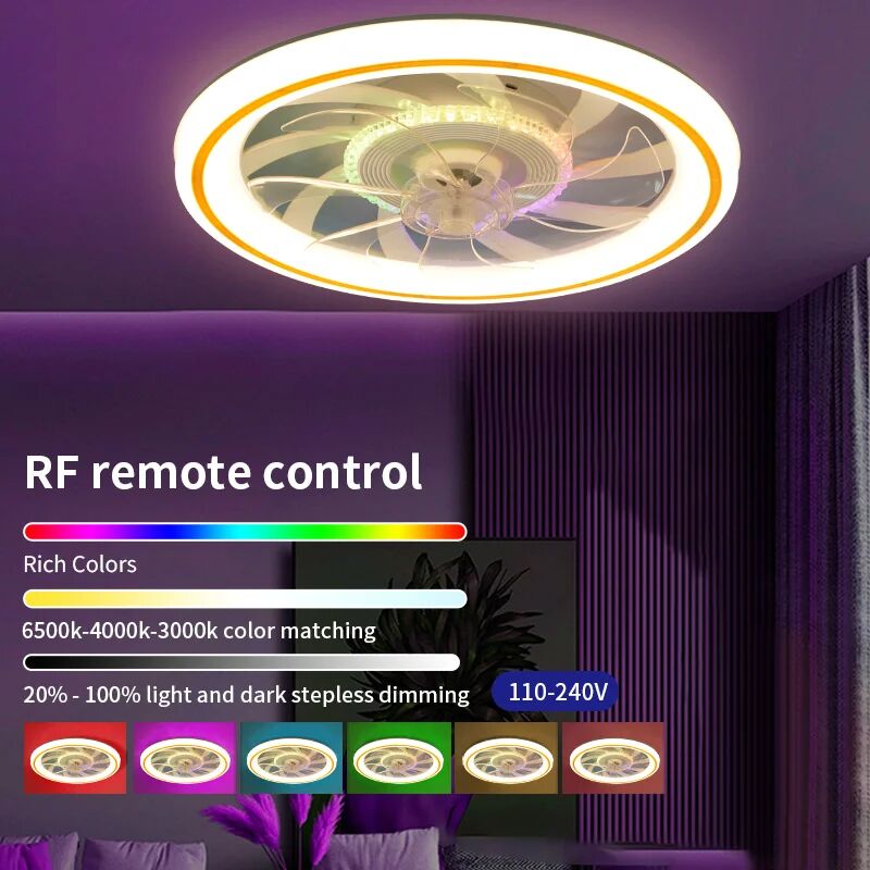 Dimming Indoor Bedroom Living Room Dining Modern Thin RGB Remote Control LED Ceiling Fan Light(WH-CLL-62)