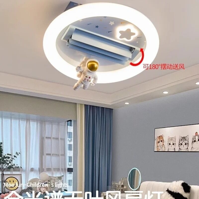 Bedroom Astronaut Cute Bunny Kids Room 180° Swing Supply Supply Bladeless Fan Light (WH-CLL-65)