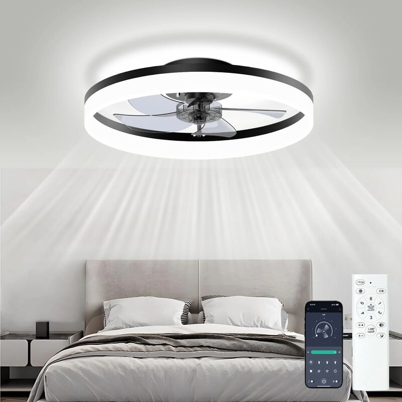Bedroom Decor Ventilator Lamp Air Invisible Blades Retractable Smart Ceiling Fan with Lights(WH-CLL-70)