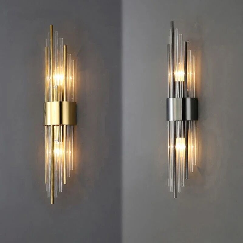 Bedroom Bedside Stairs LED Gold black strip crystal Wall Light (WH-VR-156)