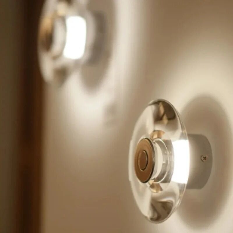 Minimalist Bedside Wall Lamp Living Room Corridor Aisle Round Crystal Mirror Front Lights(WH-MR-83)