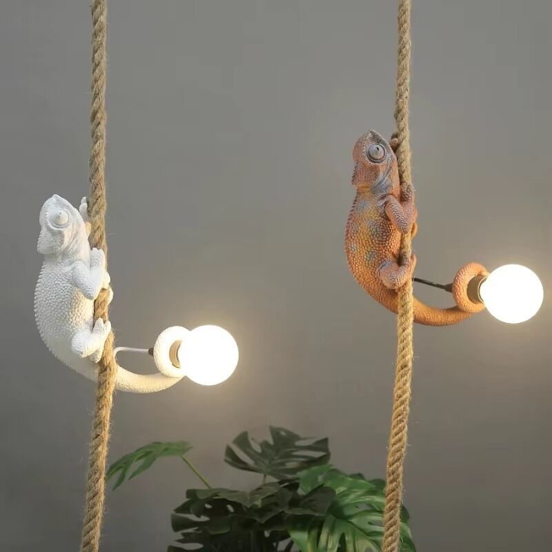 Retro pendant light Resin White color chameleon pendant Lamp Animal chandelier (WH-VP-299)