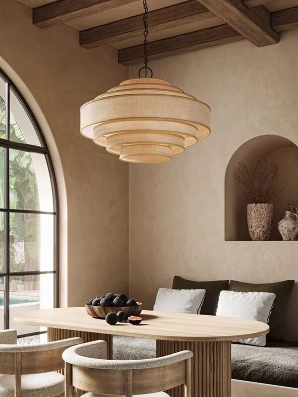 Living Dining Bedroom B&B Decoration Home Pendant Lights Indoor Lighting Fixtures Japan Style Wabi Sabi Fabric Chandelier (WH-VP-303)