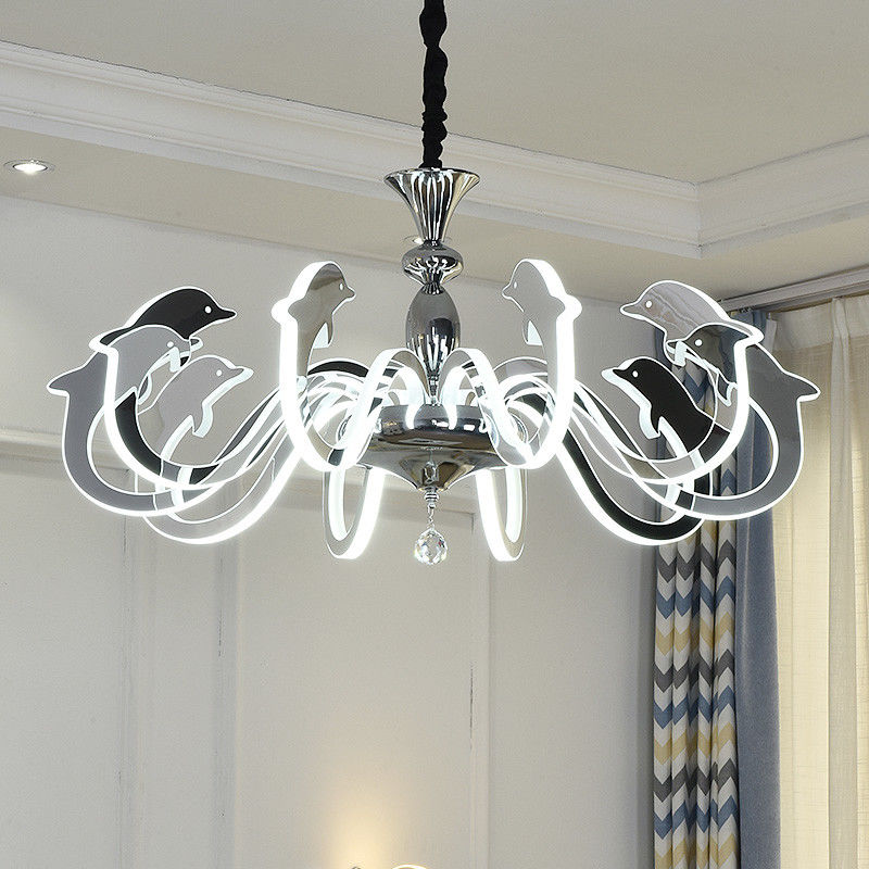 Fancy big acrylic bead chrome Led chandelier For Kids Children Room Lighting (WH-LC-04)