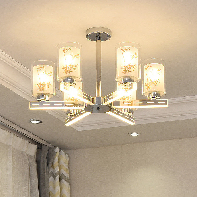 Modern arms glow led chandelier with Glass lampshade (WH-LC-07)