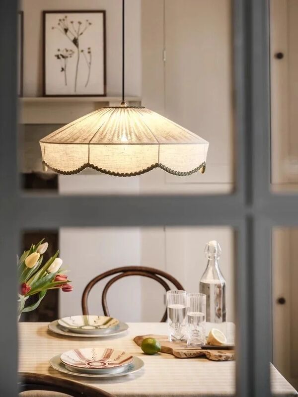 Dining Bedroom Room Decoration Pendant Light Japanese Wabi Sabi Retro Fabric Chandelier (WH-VP-365)
