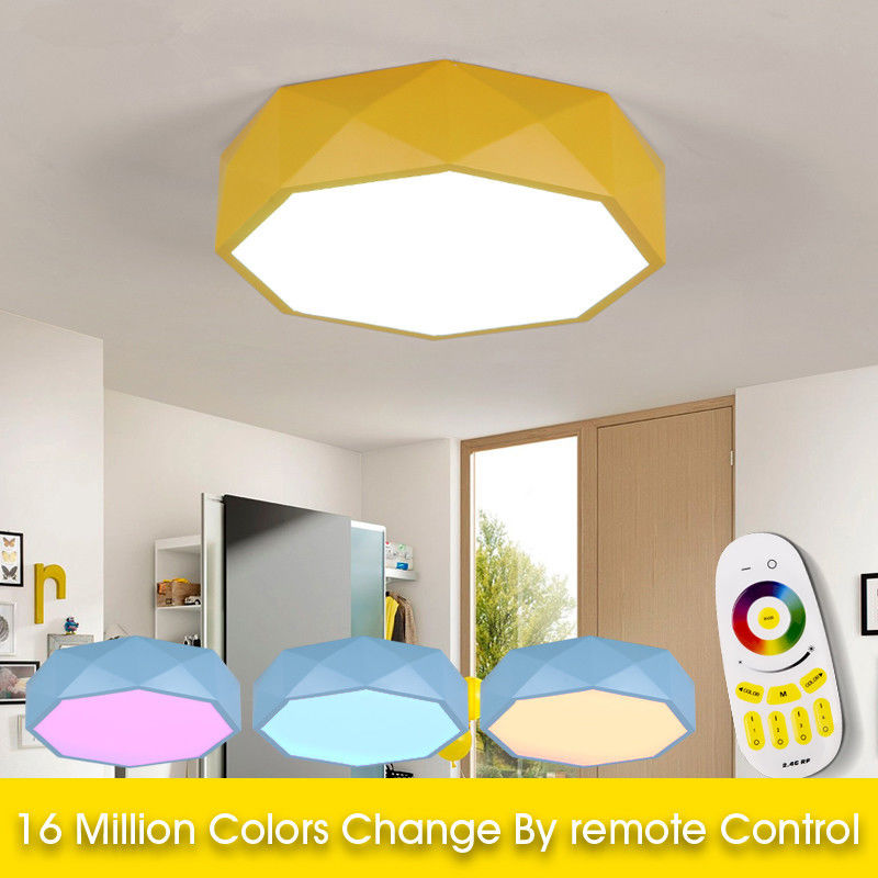 Contemporary Kitchen Kids room Round RGB ceiling lights with Remote Controller (WH-MA-34)