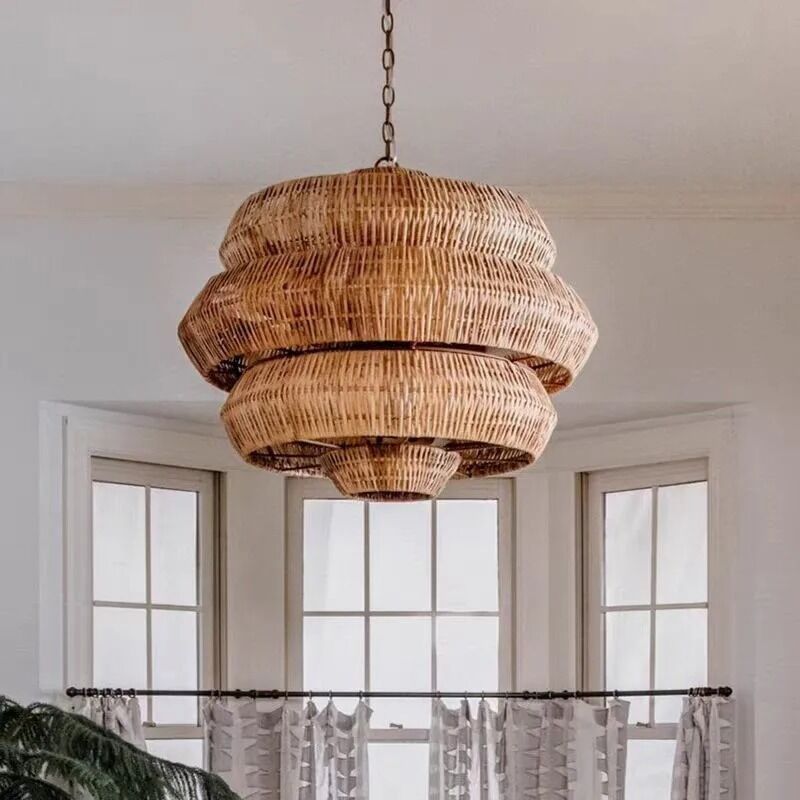Antibes Grande Chandelier wabi sabi Rattan woven lantern light（WH-AP-641）