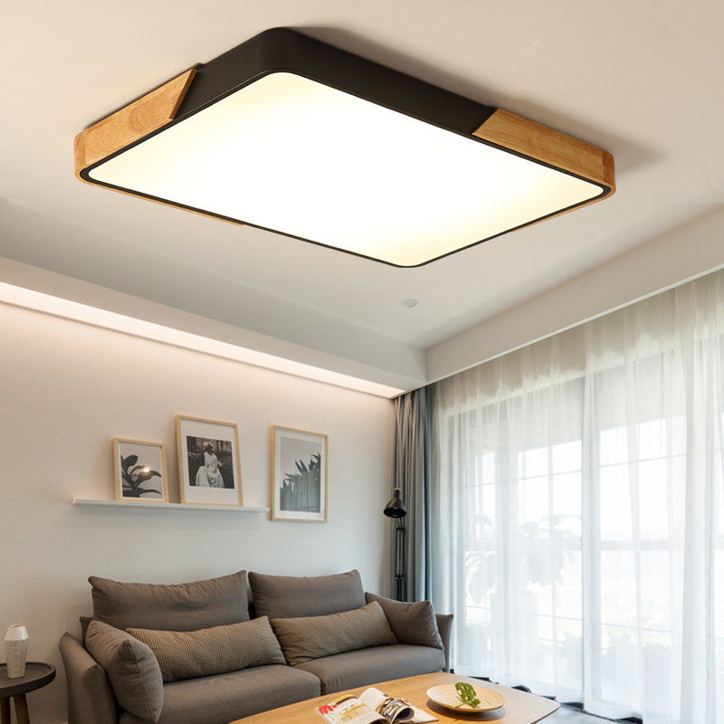 Square Wood veneer ceiling light fixtures for ndoor home Lighting Fixtures (WH-AC-04)