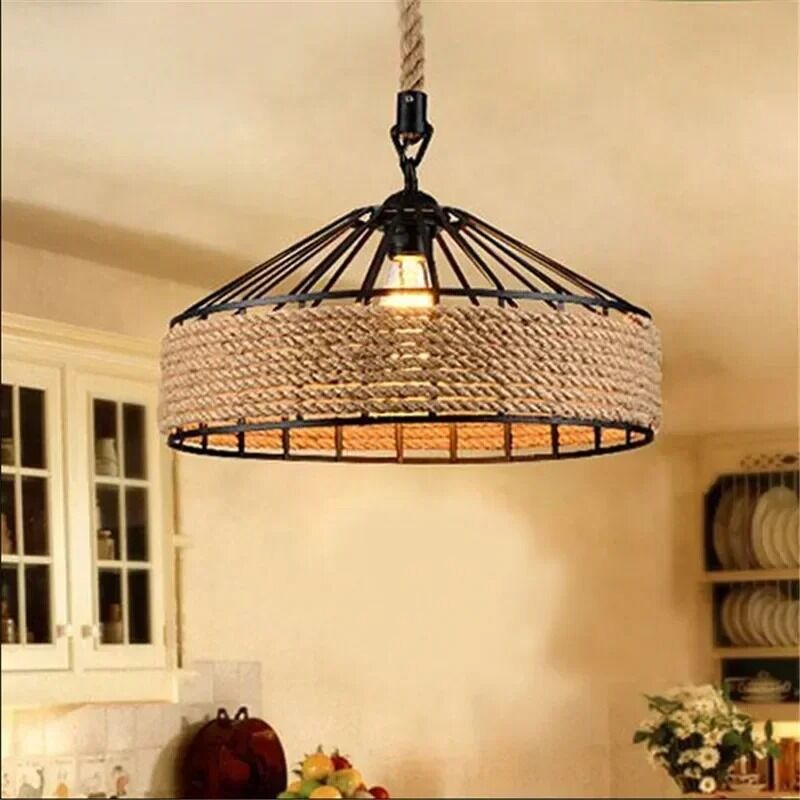 Vintage Industrial  Rope Ceiling Lamp Hanging Light Chandeliers （WH-AP-683）