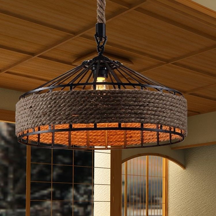 Vintage Hemp rope pendant light chandelier Lighting For dining room Kitchen (WH-VP-15)