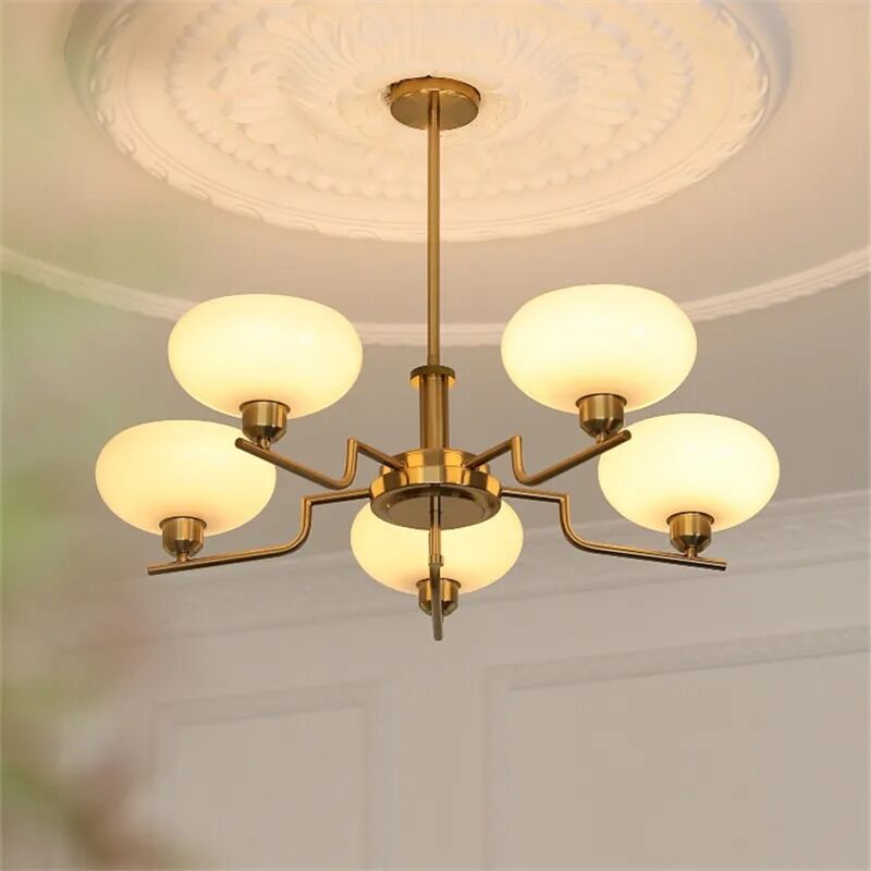 Mid century Bauhaus Chandeliers French Cream white glass Pendant lamp (WH-GP-189)