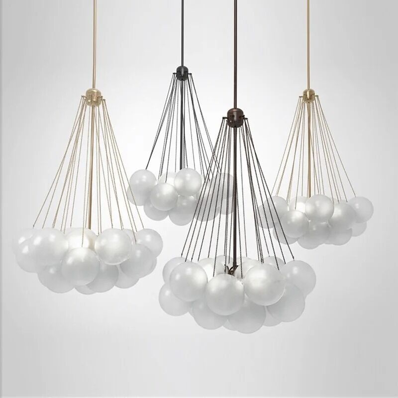 Modern Glass Ball Chandelier Black Gold Frosted Glass bubble light (WH-GP-190)