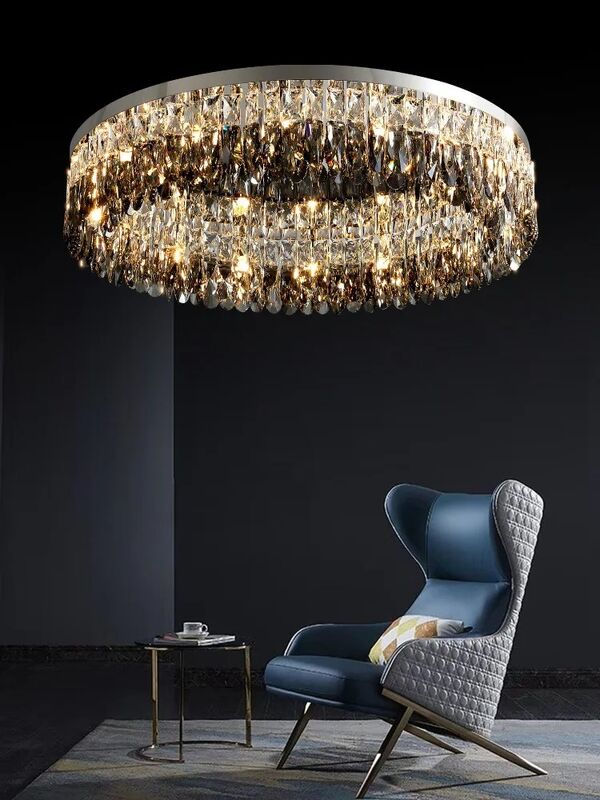 Living Room Simple light Bedroom Modern Chrome Silver Home Creative Crystal Ceiling Lamp(WH-MA-314)