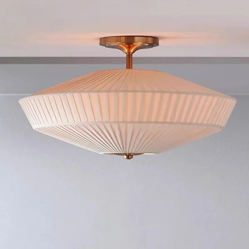 Office Light Living Room Bedroom Vintage Decorative French Style Fabric Pleated Ceiling Lamp(WH-MA-328)