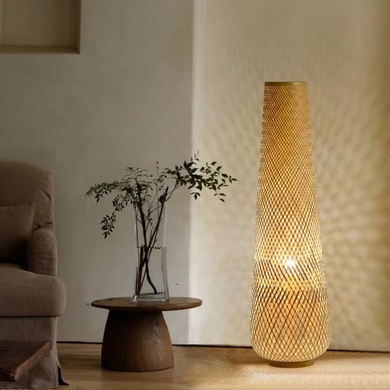 Bedroom Bedside Lamp Tea Room Japanese  E27 Weave Bamboo Floor Lamp(WH-MFL-216)