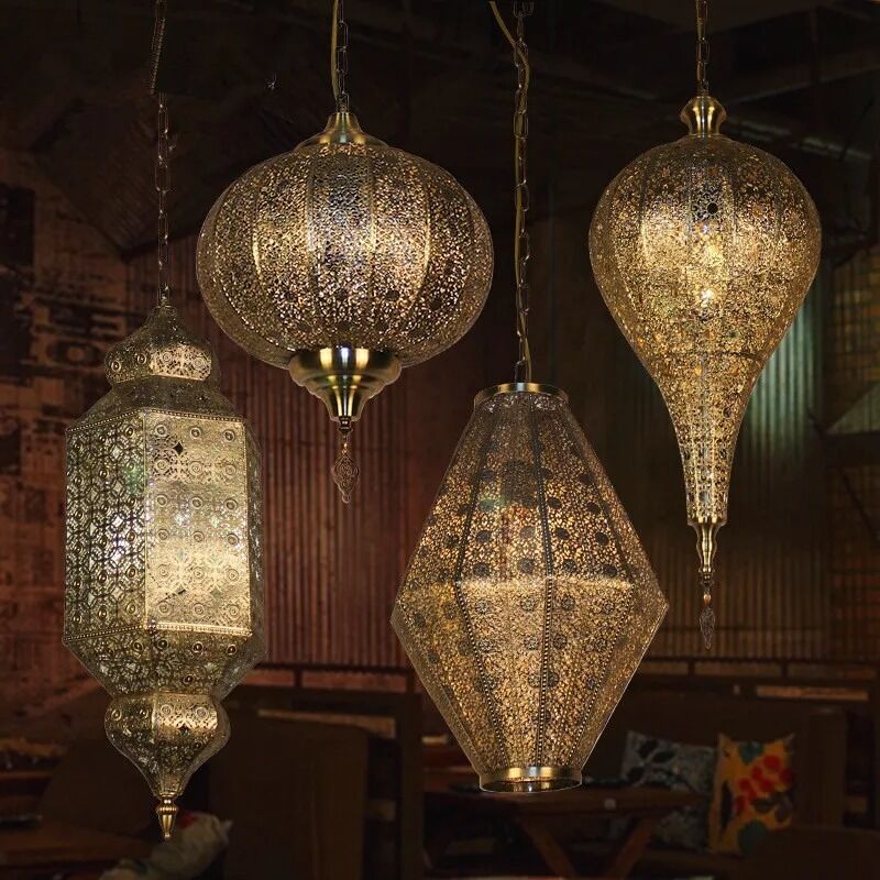 Southeast Asia Retro Exotic Bedroom Restaurant Cafe Hotel Bar Hollow Carved Chandelier Lamps (WH-DC-71)