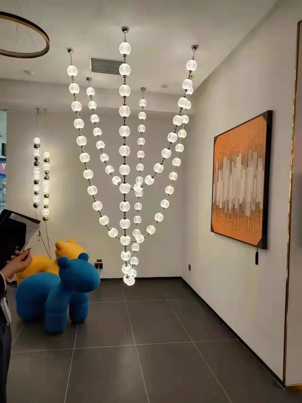 Pearl Drop Series Dimmable LED Hanging Lamps Staircase Very Long Luminaire (WH-NC-133)