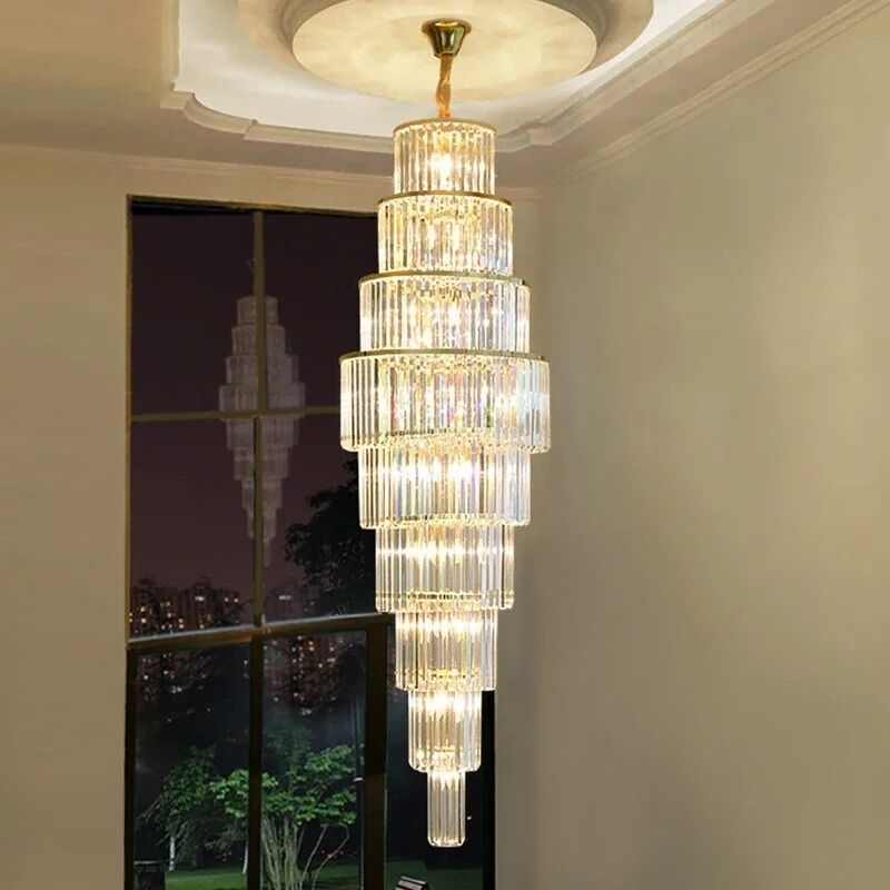 Creative Led Luxury Crystal Staircase Spiral Long Pendant Lamp Classic Cristal Lamp(WH-NC-157)