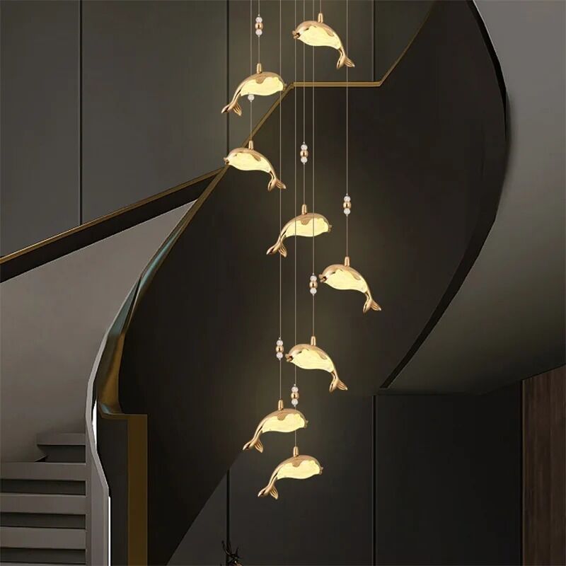 Modern Light Luxury Villa Ceiling Staircase Long Pendant Lamp(WH-NC-161)