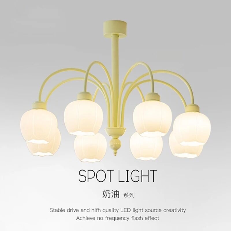Nordic Style Chandelier Indoor Green Fresh Hanging Light Fixture Tulip Matcha Chandelier(WH-MI-466)