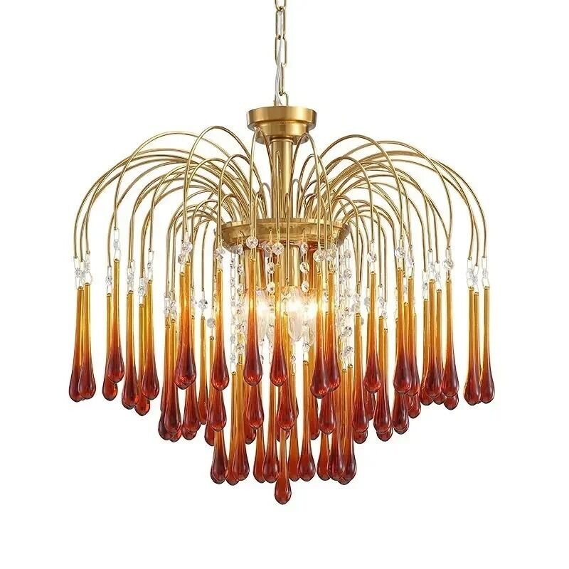 Modern LED Chandeliers Amber Glass Hanging Pendant Lighting Maltose Chandelier(WH-MI-473)
