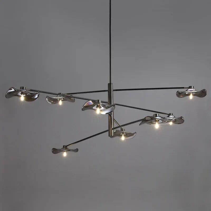 Simplicity Dining Room LED Chandelier Personality Modern Black Pendant Light Lotus Leaves Glass Chandelier(WH-MI-490)