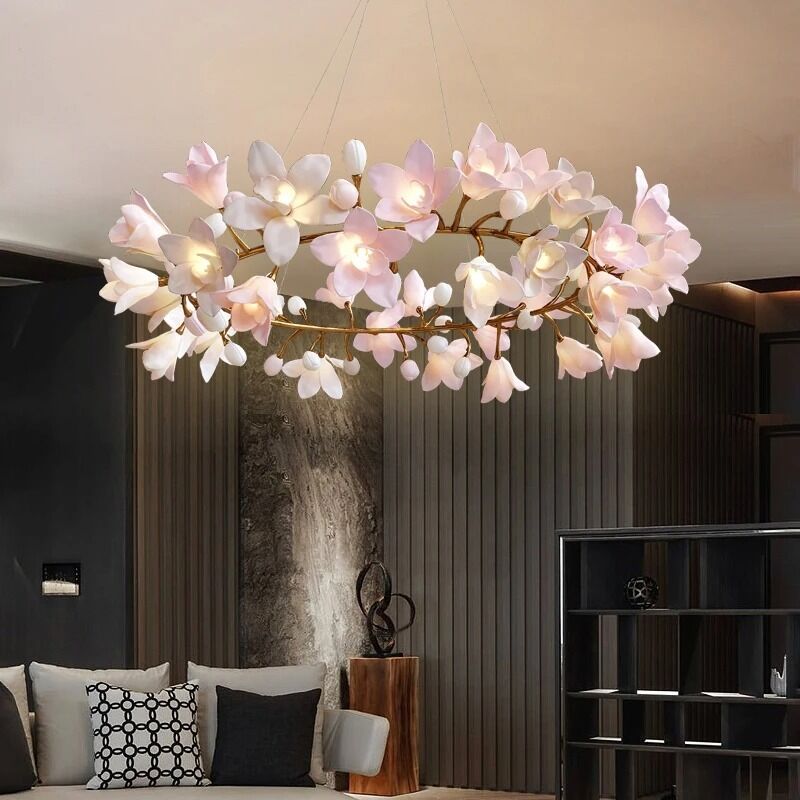Modern Copper Magnolia flower chandelier Circular Blossom Chandelier (WH-MI-491)