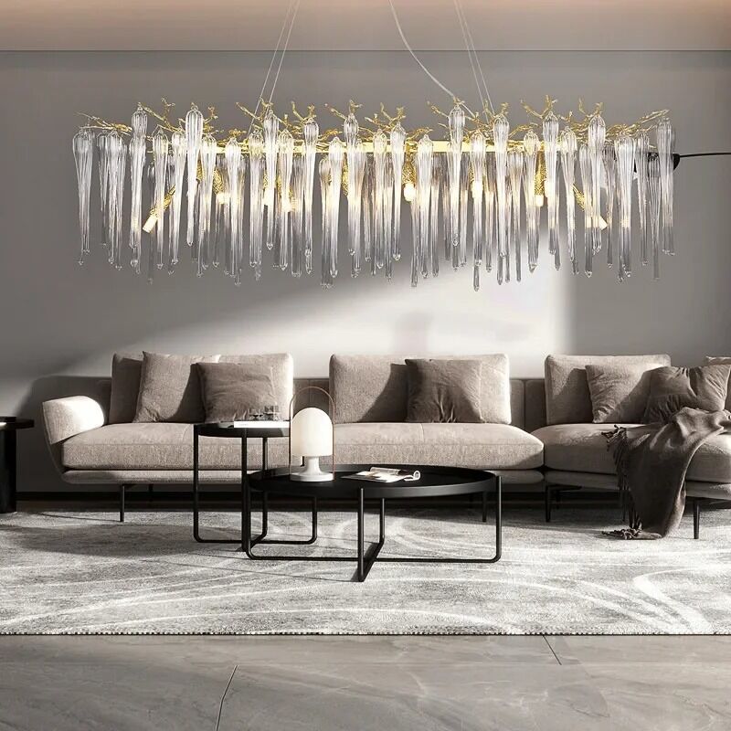 Rectangular Gold Crystal Chandelier Gold Branch Crystal Ceiling Hanging Chandelier (WH-CY-258)