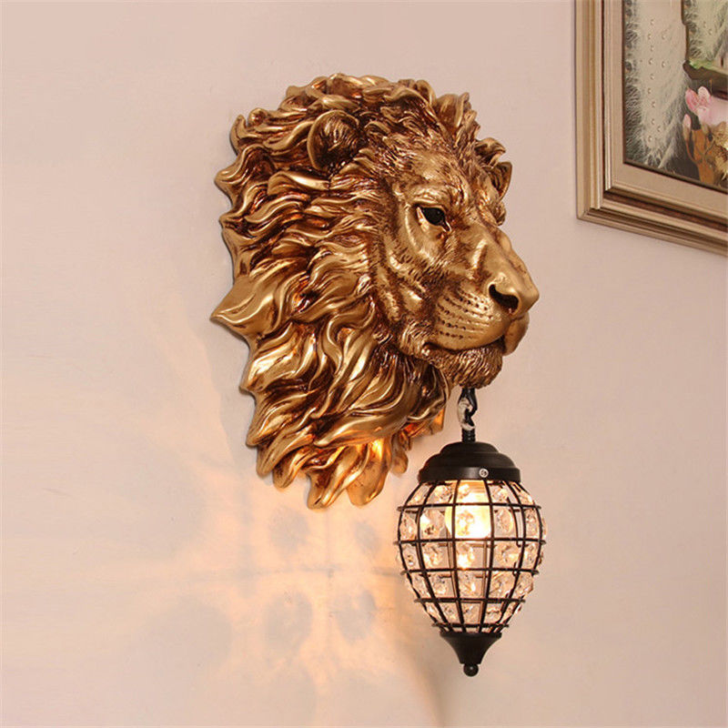 European Retro Gold Lion Wall Lamp Vintage Crystal Wall Sconce Light（WH-VR-65）