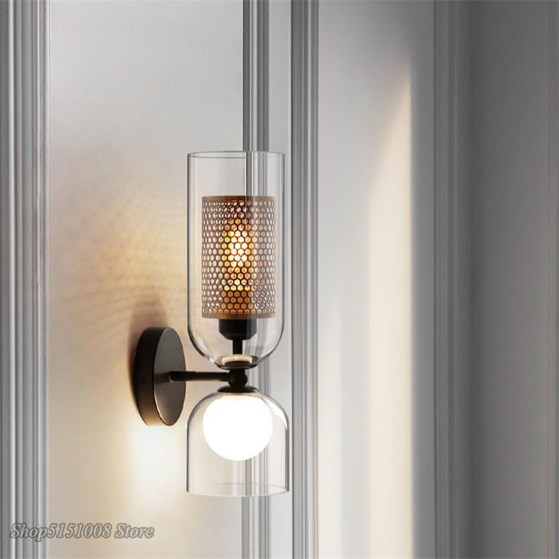 Nordic Iron Net Glass Wall Lamps Hotel Cafe Corridor Aisle Modern LED Wall light Sconce （WH-OR-29）