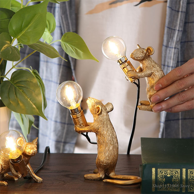 Seletti Resin Animal Rat Mouse Table Lamp Small Mini Mouse Cute LED Home Decor Desk Light(WH-MTB-07)