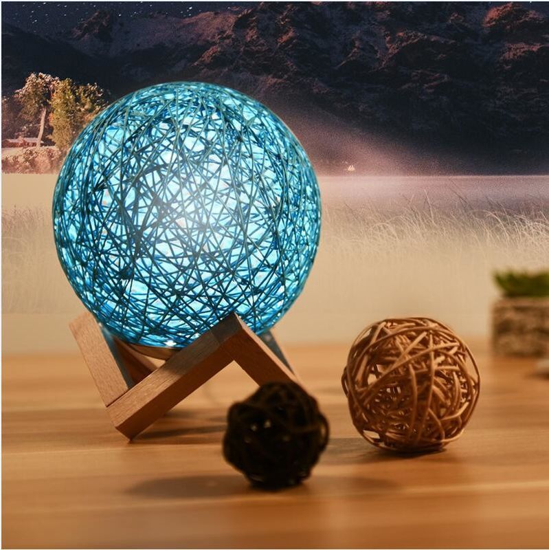 LED small wood cane twine Table Lamps Wicker lamp creative small table lamp(WH-MTB-112)